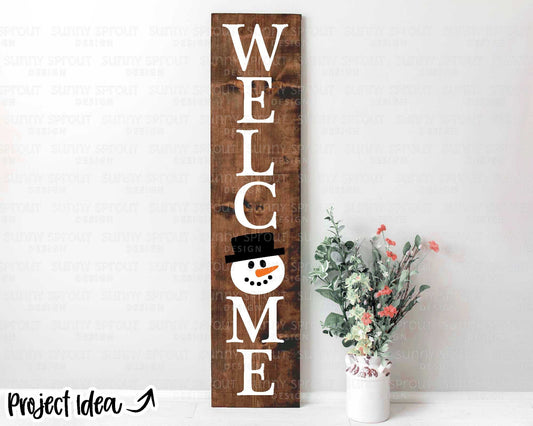 Welcome Snowman Porch Sign; Digital Download | Print File, Cricut, Silhouette Cut File | Winter Front Door Sign Design | svg png dxf eps