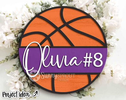 Basketball Player Name Number Sign, Digital Download, SVG Laser Cut File, Cricut, Door Hanger Wall Art Design, Personalized Sports Decor