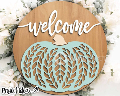 Fall Laser Sign Bundle 5, Round door hanger, Glowforge laser file, Cricut, Autumn welcome sign svg, Hello Fall pumpkin svg