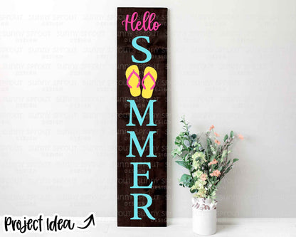 Hello Summer Flip Flops Sign, Digital Download, Cricut SVG Cut File, Vertical Porch Leaner Design