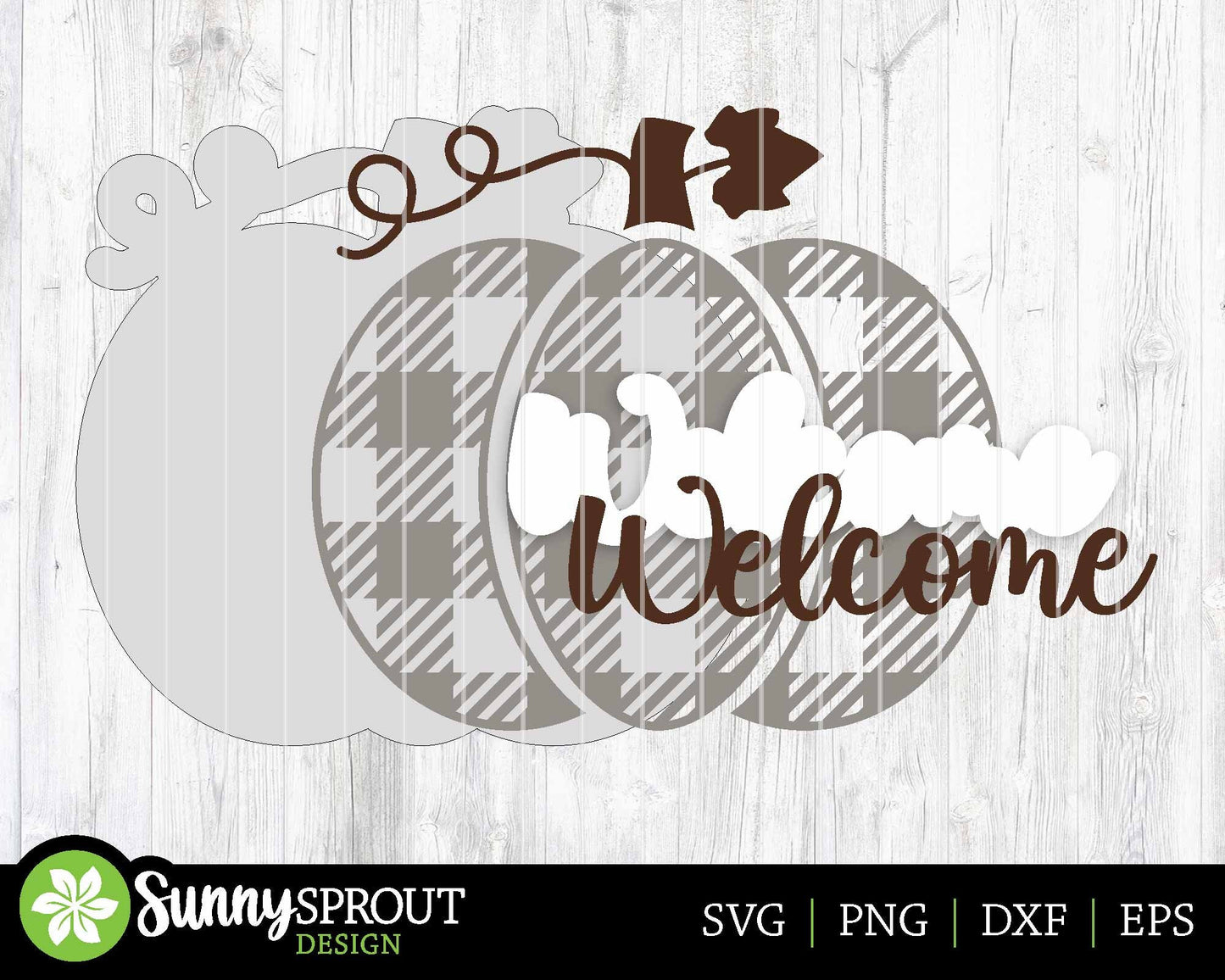 Welcome Checker Pumpkin Sign, Digital Download, SVG Laser Cut File, Cricut, Round Fall Door Hanger Design