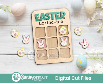 Easter Tic Tac Toe Game, Digital download, SVG laser cut file, DIY craft kit for kids