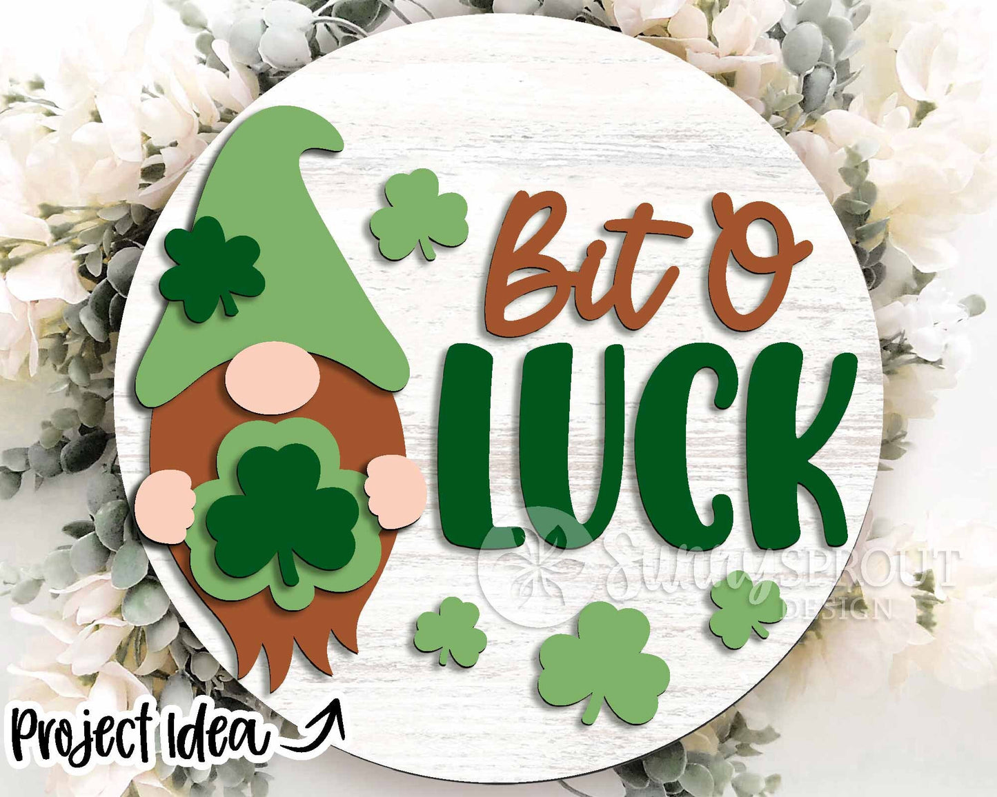 St. Patrick Laser Sign Bundle 1, Round door hanger, Glowforge laser file, Cricut cut, Silhouette, Shamrock welcome sign