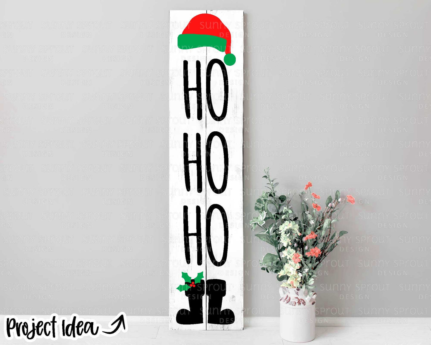 Ho Ho Ho Santa Hat Porch Sign, Digital download, Cricut cut file, Silhouette, Christmas door leaner design