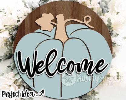 Fall Laser Sign Bundle, Round door hanger, Glowforge laser file, Cricut cut file, Silhouette, Autumn welcome sign svg