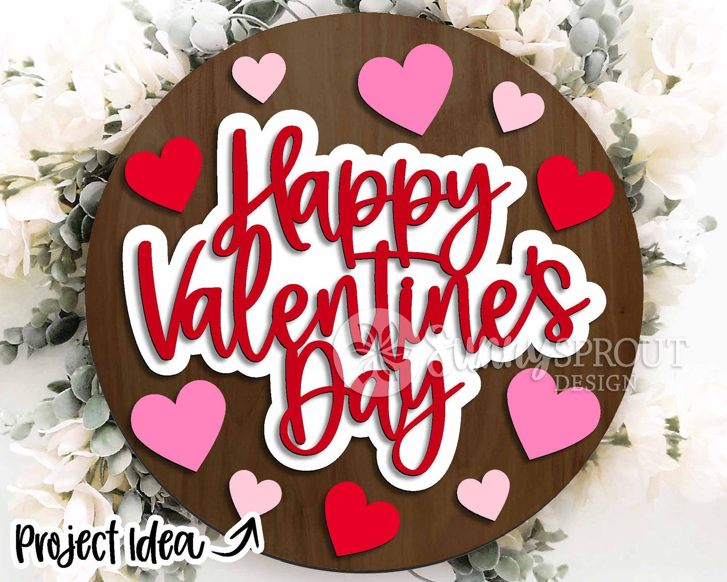 Valentine Laser Sign Bundle 2, Round door hanger, Glowforge laser file, Cricut, Heart welcome sign, Valentine's Day decor