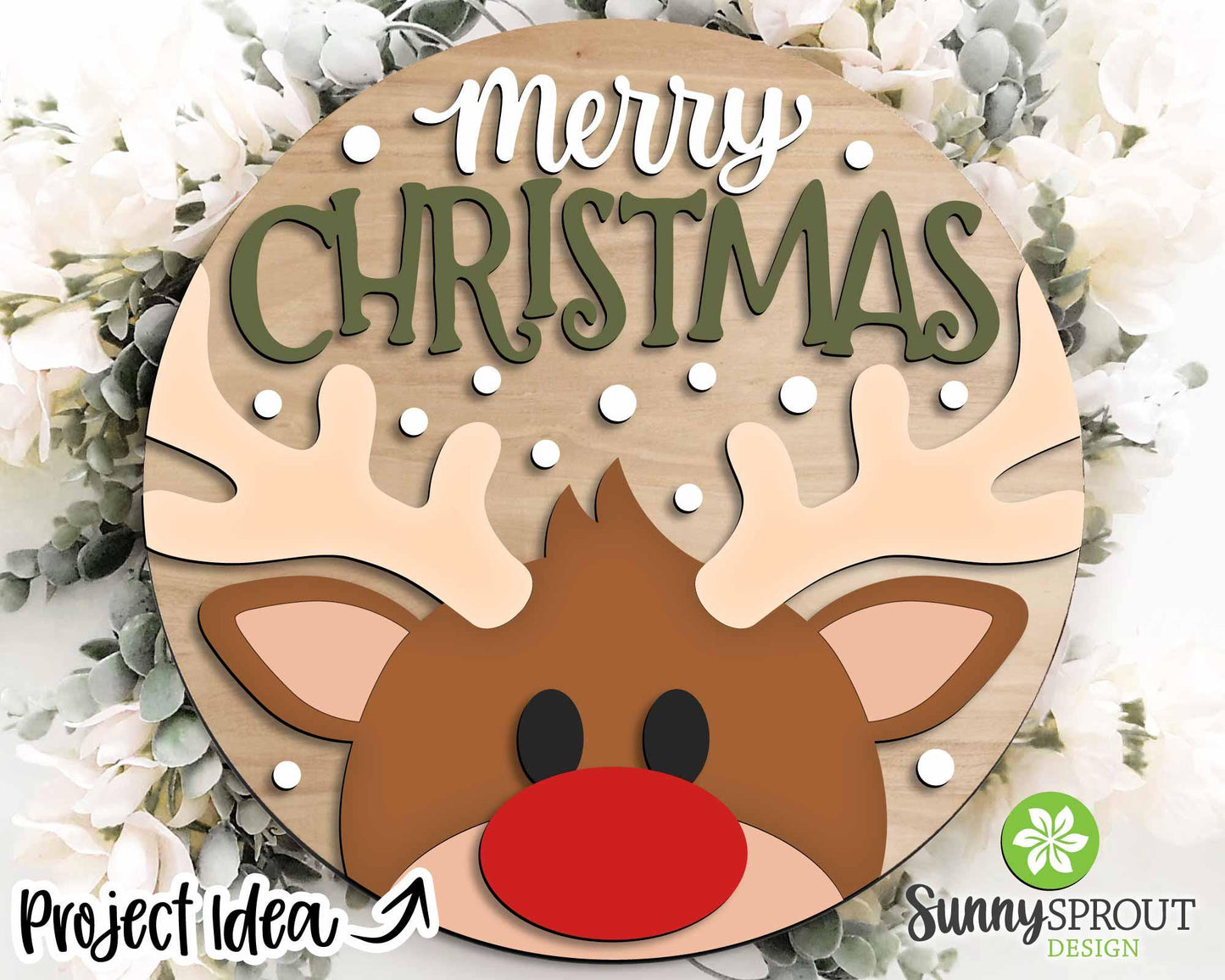 Christmas Laser Sign Bundle 5, Round door hanger, Glowforge laser cut file, Holiday welcome sign svg, Winter decor svg