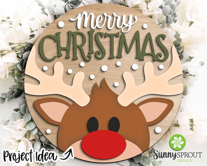 Christmas Laser Sign Bundle 5, Round door hanger, Glowforge laser cut file, Holiday welcome sign svg, Winter decor svg
