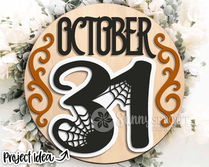 Halloween Laser Sign Bundle 2, Round door hanger, Glowforge laser file, Cricut cut file, Fall welcome sign svg, Spooky svg