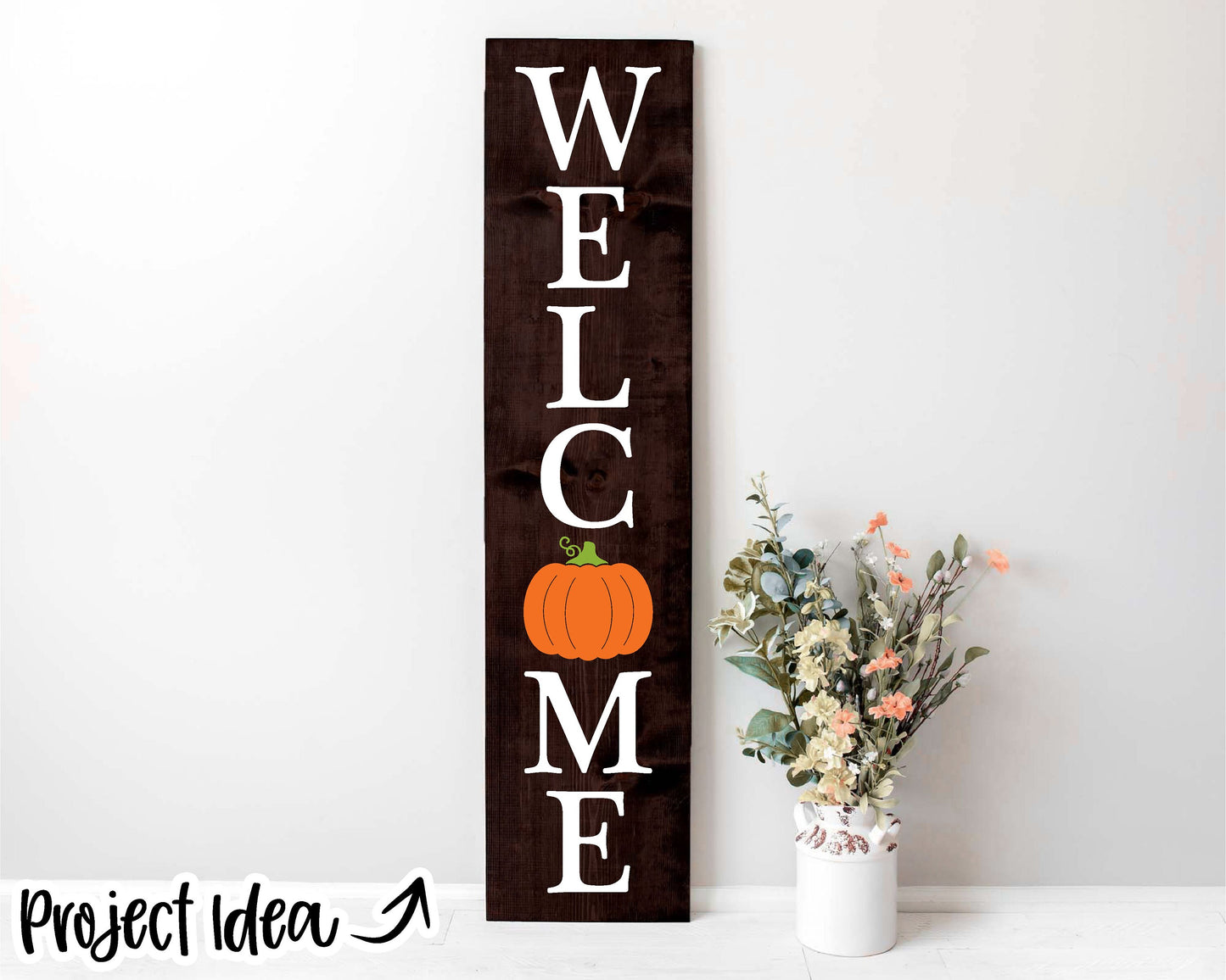 Welcome Porch Sign with Letter "O" Graphics, Digital Download, Cricut SVG Cut File, Silhouette, Interchangeable Front Door Leaner Design