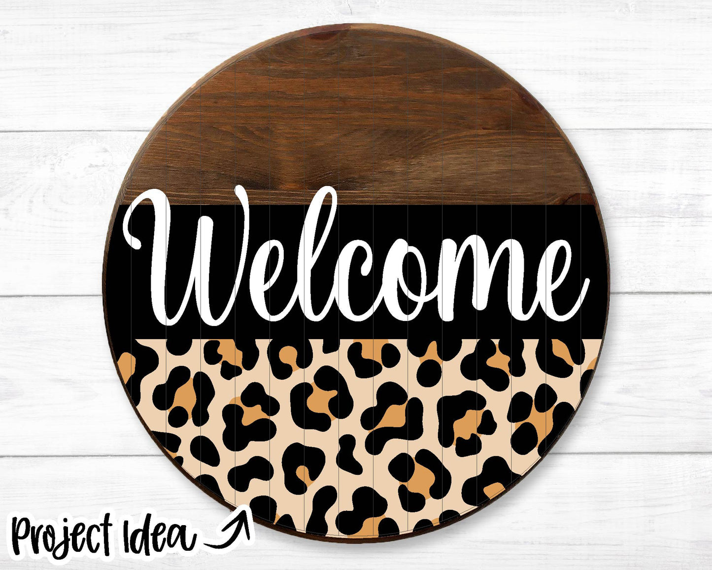 Welcome Leopard Print SVG, Digital Download, Cricut Cut File, Silhouette, Animal Round Door Hanger Design