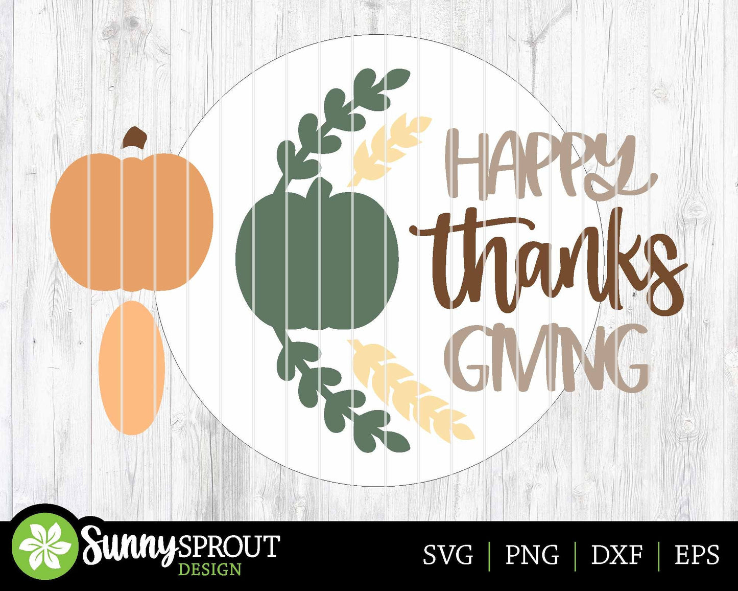 Happy Thanksgiving Floral Pumpkin Sign, Digital Download, SVG Laser Cut File, Cricut, Round Fall Door Hanger Design