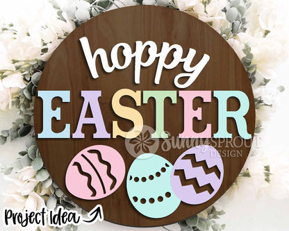 Easter Sign Bundle 4, Round door hanger svg, Glowforge laser file, Cricut, Spring welcome sign svg, Easter bunny egg svg