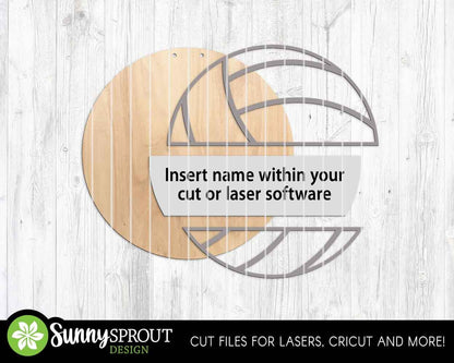 Volleyball Player Name Number Sign, Digital Download, SVG Laser Cut File, Cricut, Door Hanger Wall Art Design, Personalized Sports Decor
