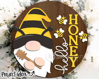 Honey Bee Laser Sign Bundle, Round door hanger svg, Glowforge laser file, Cricut, Front door welcome sign, Bee honeycomb