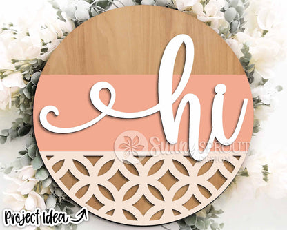 Hi Modern Geometric Sign, Digital Download, SVG Laser Cut File, Cricut, Farmhouse Round Door Hanger Design