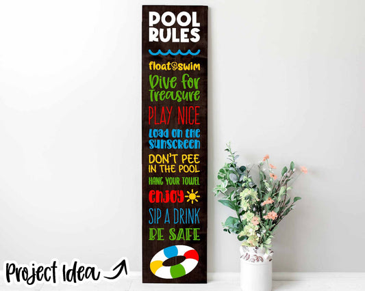 Pool Rules Word Art Sign, Digital Download, Cricut SVG Cut File, Summer Vertical Porch Leaner Design