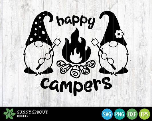 Happy Camper Gnomes SVG, Digital download, Cricut vinyl cut file, Silhouette, Camping shirt design, Sign decor