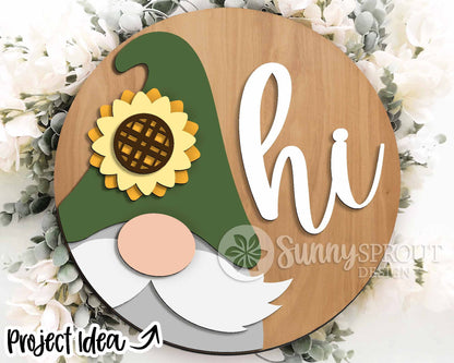 Sunflowers Laser Sign Bundle, Round door hanger svg, Glowforge laser file, Cricut cut file, Floral welcome sign svg