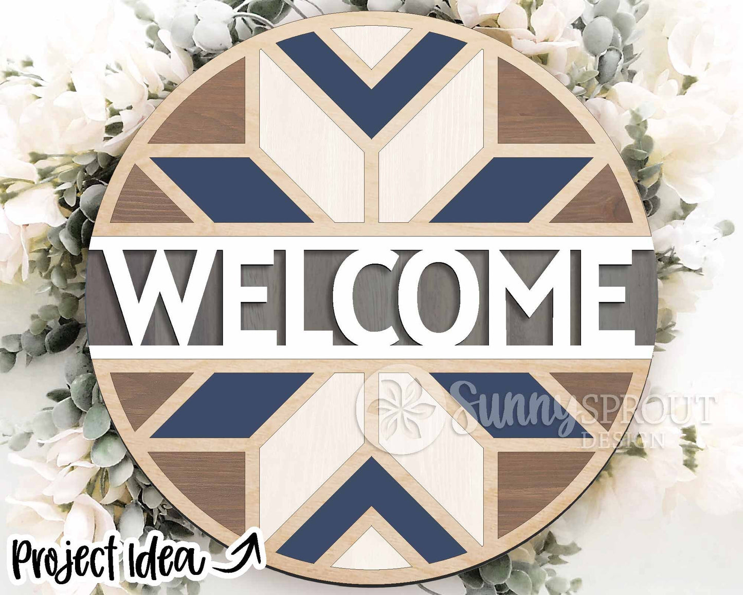 Geometric Laser Sign Bundle, Round door hanger svg, Glowforge laser file, Cricut cut file, Front door welcome sign svg