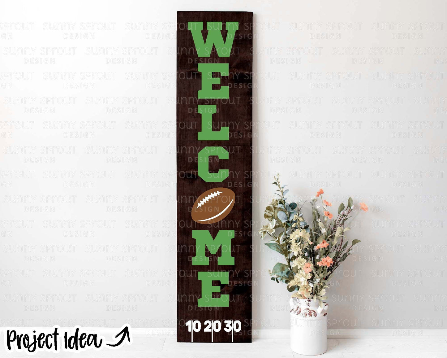 Welcome Football Porch Sign, Digital download, Cricut SVG cut file, Silhouette, Vertical door leaner design, Sports decor
