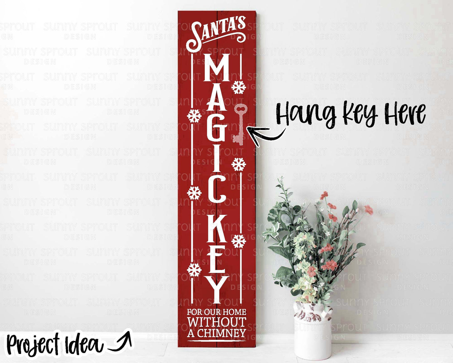 Santa's Magic Key Porch Sign, Digital download, Cricut SVG cut file, Silhouette, Christmas door leaner design