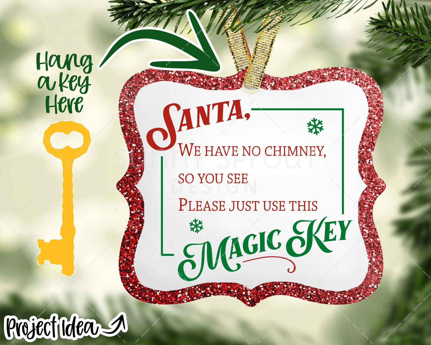 Santa's Magic Key Ornament, Digital Download, Cricut Cut File, Silhouette, Christmas Design