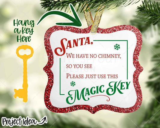 Santa's Magic Key Ornament, Digital Download, Cricut Cut File, Silhouette, Christmas Design