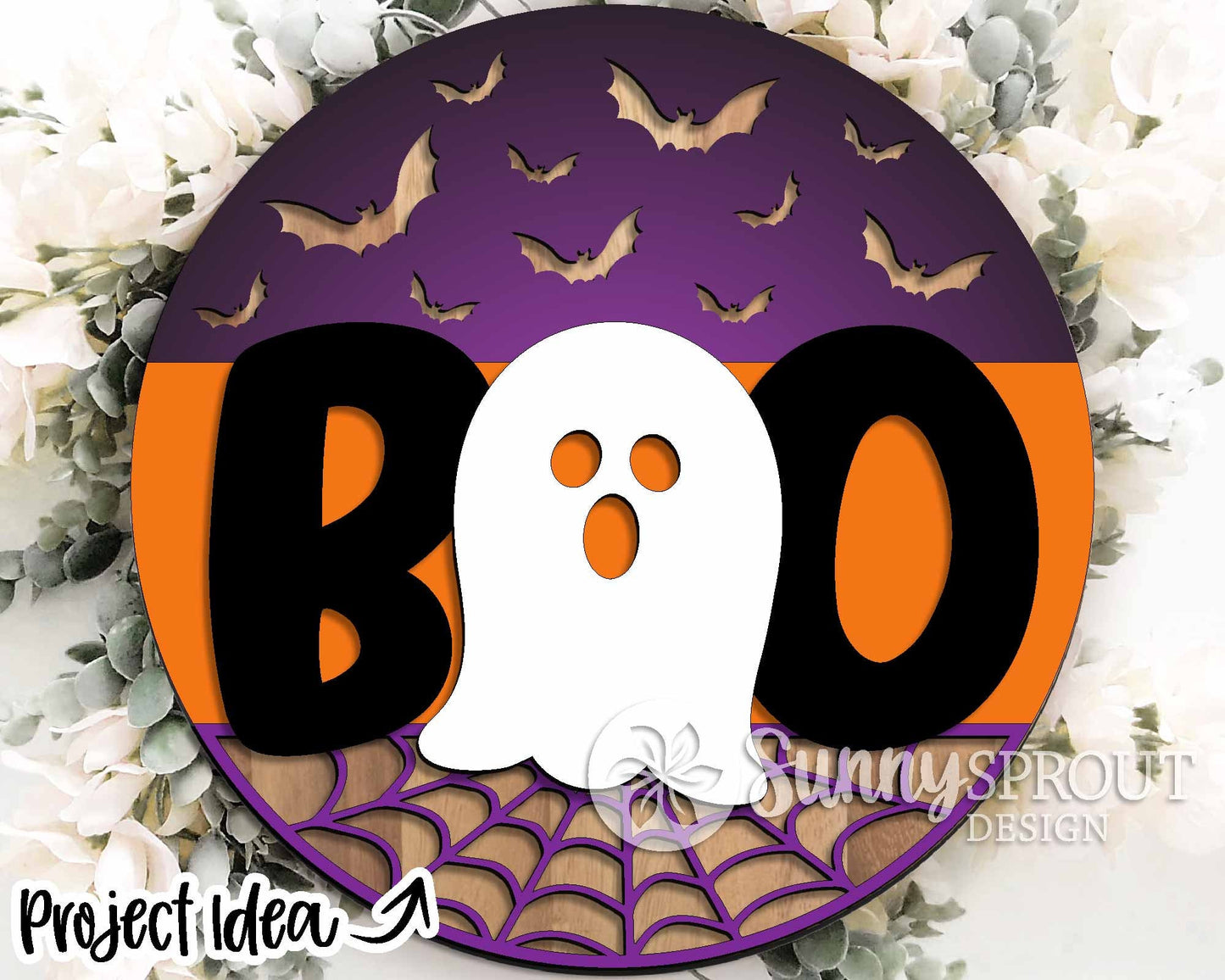 Halloween Laser Sign Bundle, Round door hanger, Glowforge laser file, Cricut cut file, Silhouette, Fall welcome sign svg