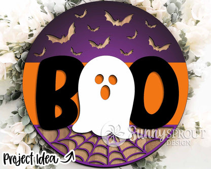 Halloween Laser Sign Bundle, Round door hanger, Glowforge laser file, Cricut cut file, Silhouette, Fall welcome sign svg