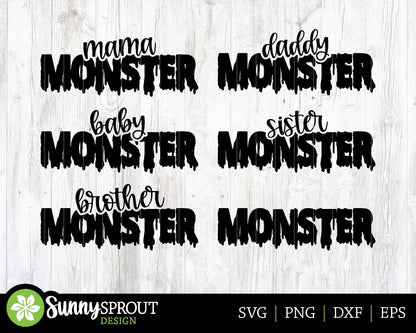 Family Halloween Monster SVG, Digital Download, Cricut SVG Cut File, Silhouette, Matching Halloween Shirt Design