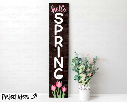 Hello Spring Tulips Porch Sign, Digital download, SVG Cricut cut file, Silhouette, Front door leaner design