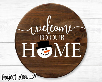 Welcome To Our Home Interchangeable Graphics Sign, Digital Download, Cricut SVG Cut File, Silhouette, Round Door Hanger Design