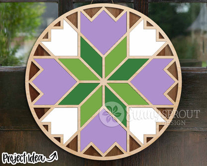 Tulip Barn Quilt Sign, Digital download, SVG laser cut file, Cricut, Round door hanger design, Farmhouse Easter decor