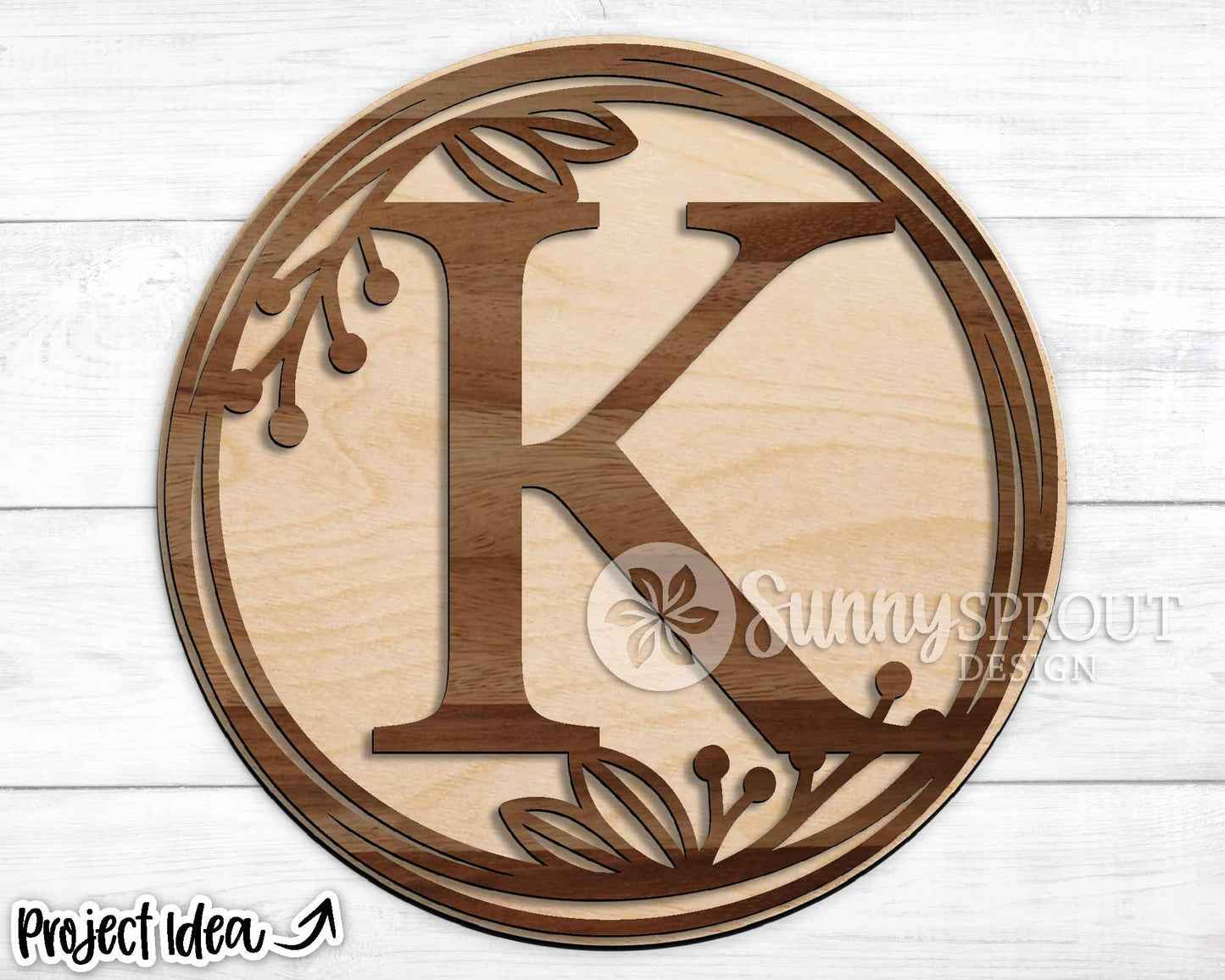 Family Initial Monogram Sign, 26 letters, Round door sign svg, Glowforge laser file, Cricut, Farmhouse decor svg