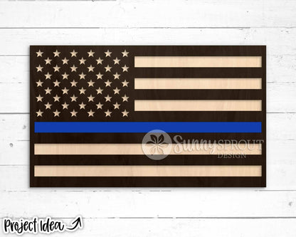 Police Firefighter Military Flag Sign, Digital Download, SVG Laser Cut File, Cricut, Patriotic American Flag Design