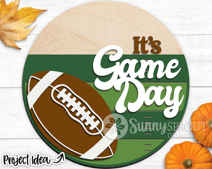 It's Game Day Football Sign, Digital Download, SVG Laser Cut File, Cricut, Round Door Hanger Design, Sports Decor