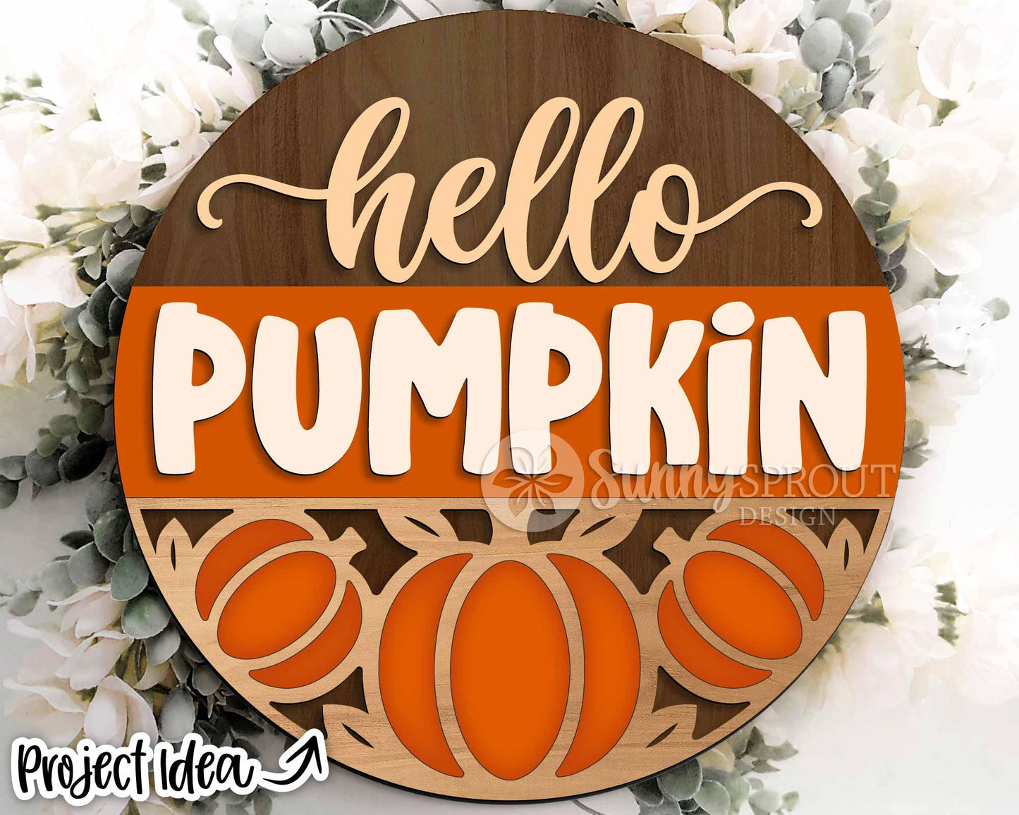 Fall Laser Sign Bundle 7, Round door hanger, Glowforge laser file, Cricut, Autumn welcome sign svg, Hello Fall pumpkin svg