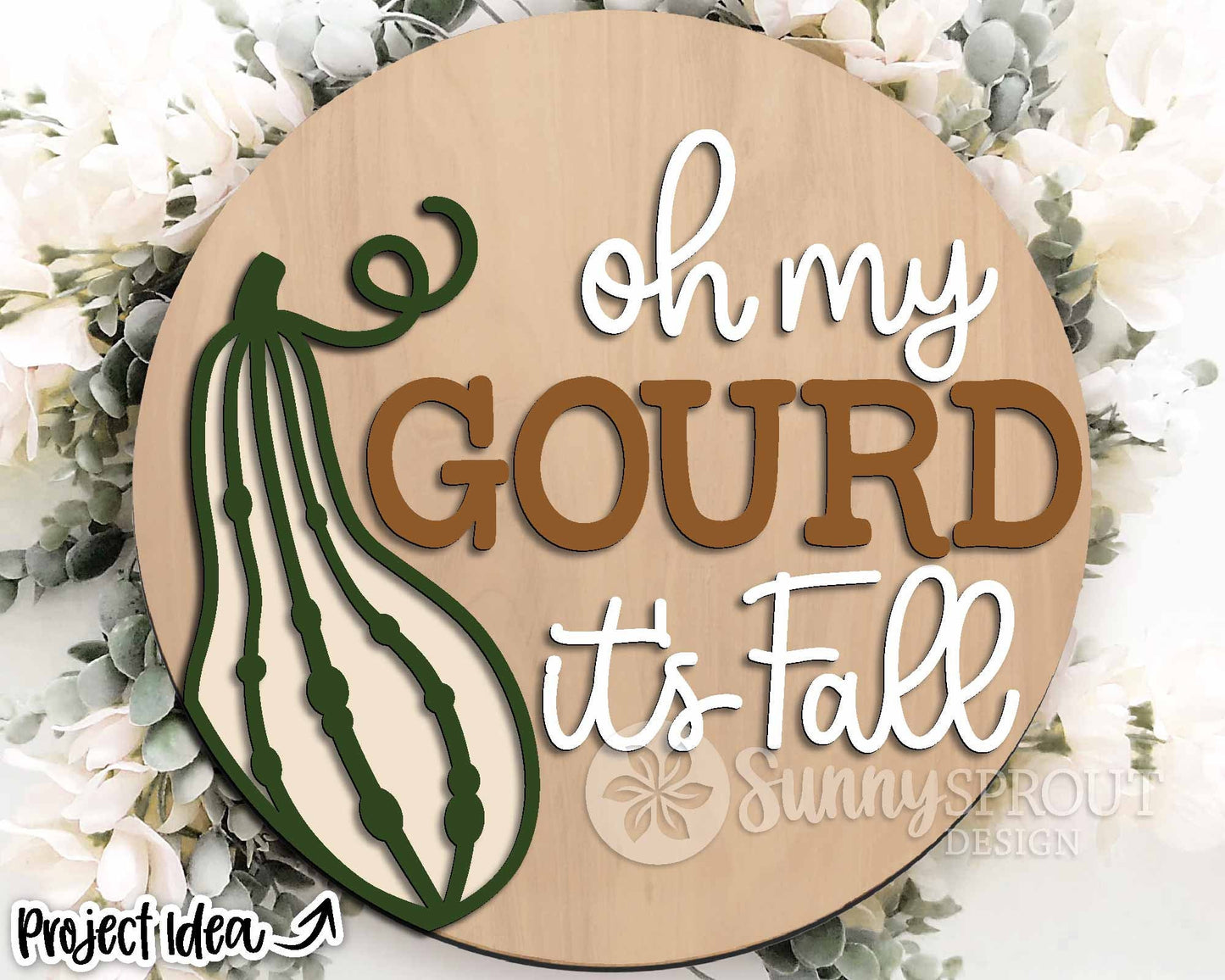 Oh My Gourd It's Fall Sign, Digital Download, SVG Laser Cut File, Cricut, Funny Round Fall Door Hanger Design
