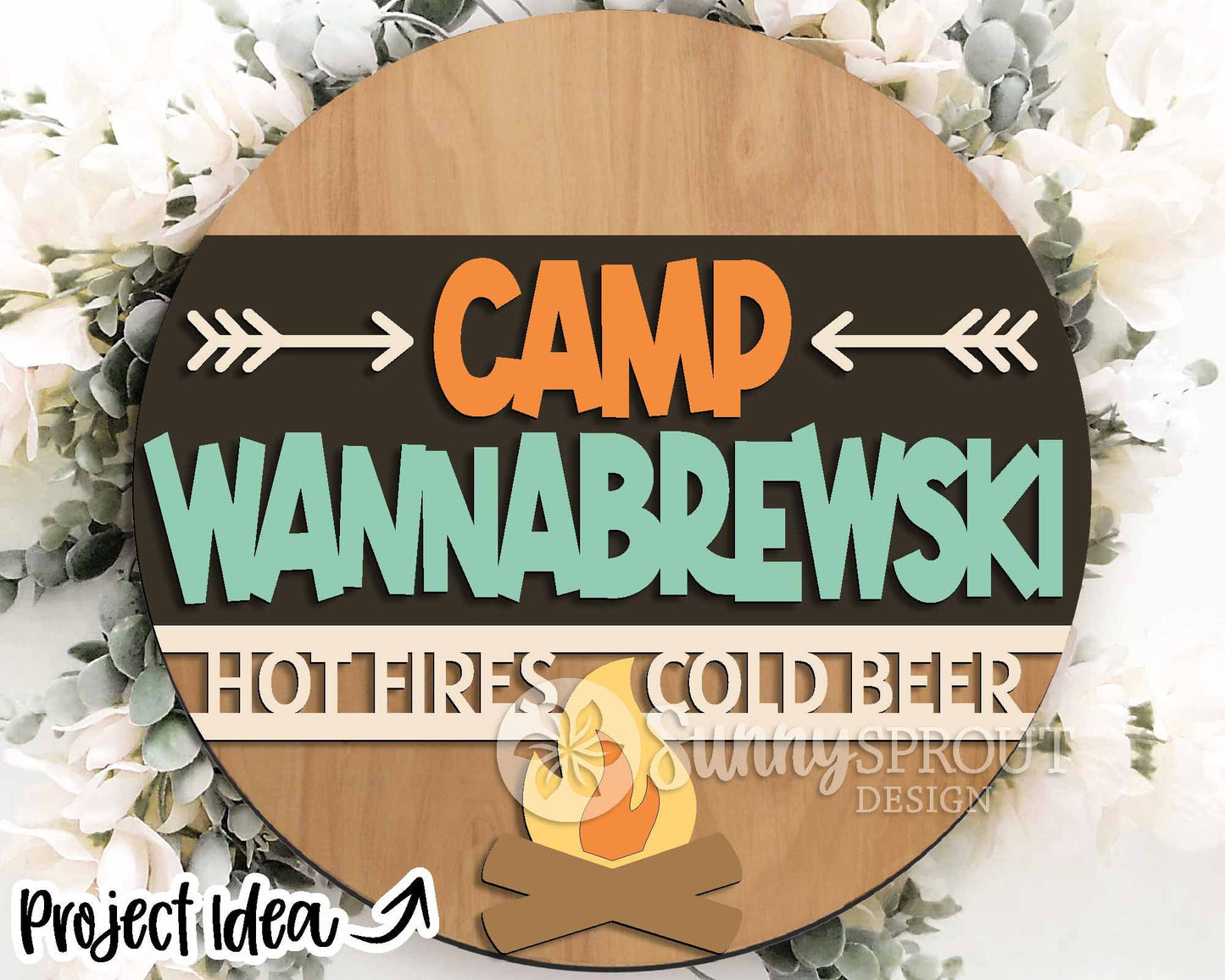 Camping Laser Sign Bundle 2, Round door hanger svg, Glowforge laser file, Cricut, Front door welcome sign, Summer decor