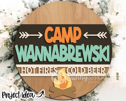 Camping Laser Sign Bundle 2, Round door hanger svg, Glowforge laser file, Cricut, Front door welcome sign, Summer decor