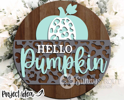 Autumn Laser Sign Bundle 1, Round door hanger, Glowforge laser file, Cricut, Fall welcome sign svg, Hello pumpkin svg