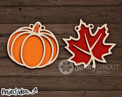 Pumpkin and Leaf Garland, Digital Download, SVG Laser Cut File, Cricut, Fall Decor Ornament Design