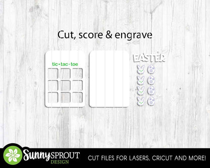 Easter Tic Tac Toe Game, Digital download, SVG laser cut file, DIY craft kit for kids