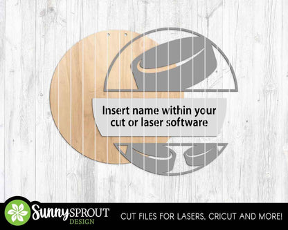 Sport Name Sign Bundle, Round door hanger svg, Glowforge laser file, Cricut, Football, Basketball, Hockey, Baseball, Personalize customize