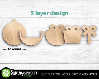 Gift Card Holder Ornament Bundle, Digital download, SVG laser cut file, Cricut, Christmas design