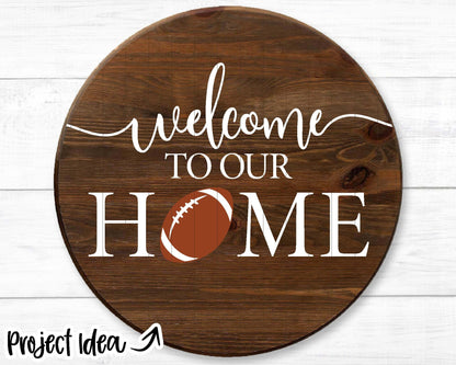 Welcome to Our Home Football Sign, Digital download, Cricut SVG cut file, Silhouette, Round door hanger design