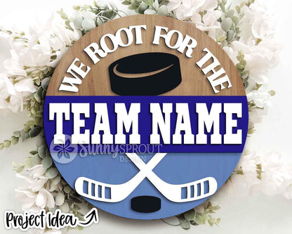 We Root For The Sport Team Bundle, Round door hanger design, SVG laser cut file, Cricut, Personalize customize name sign