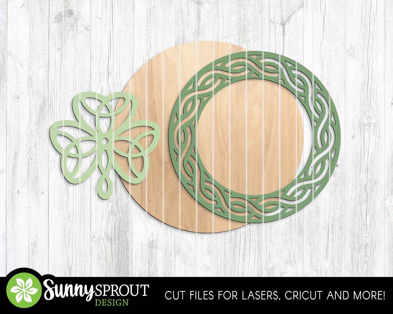 Celtic Knot Clover Sign, Digital Download, SVG Laser Cut File, Cricut, Round Door Hanger Design, St. Patrick's Day Decor