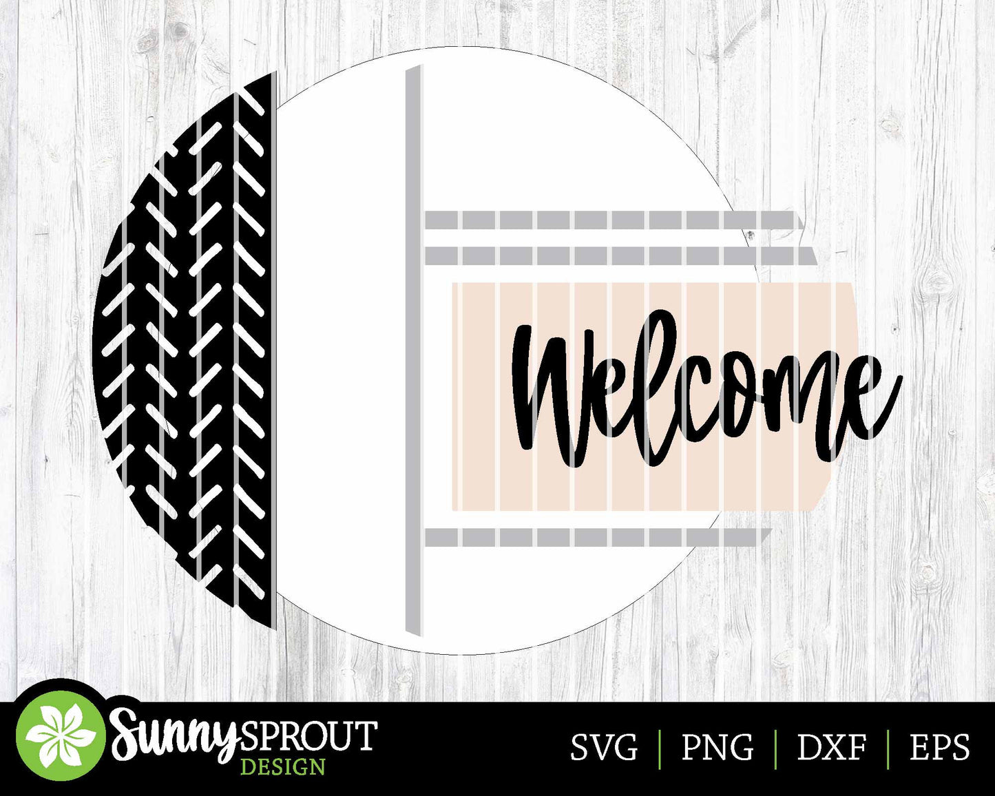 Welcome Vertical Pattern Sign, Digital Download, SVG Laser Cut File, Cricut, Modern Farmhouse Round Door Hanger Design